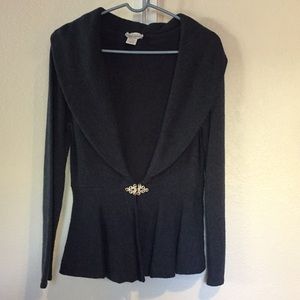 Denim Blue cardigan with rhinestone closure